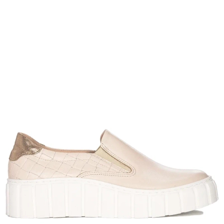 Inofio women's leather beige shoes slip on 