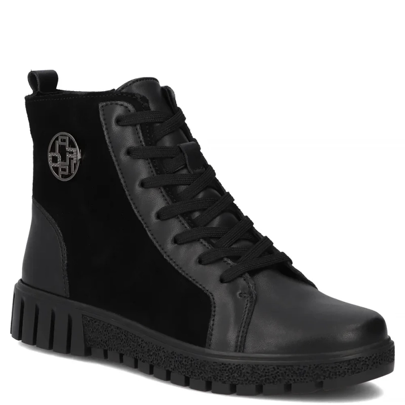 Filippo Skórzane Ocieplane Botki Sznurowane Czarne DBT6359-26-BLK
