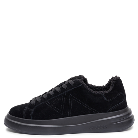 Guess Czarne Skórzane Sneakersy Męskie Ocieplane Czarny FMFEAL-LEM12-BLK