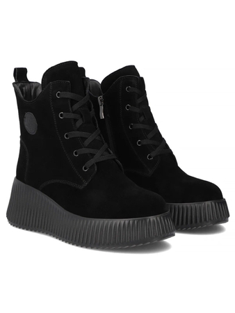 Filippo Leather Platform Ankle Boots Insulated Black DBT7288-25-BK