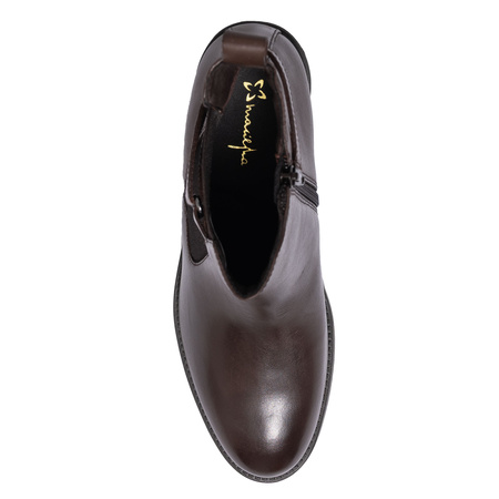 Maciejka Botki Damskie Skórzane Brąz Ciemny