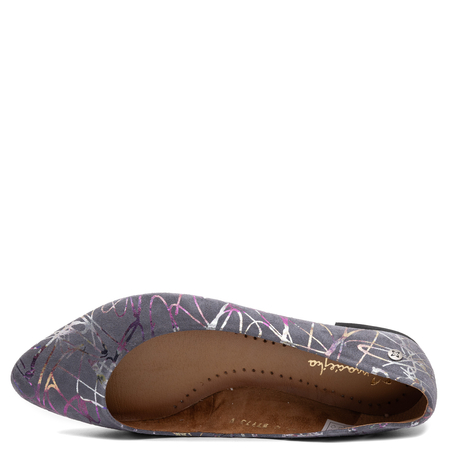 Maciejka Leather Ballerinas Multi-color Graffiti Pattern Grey 4100W-12/00-8