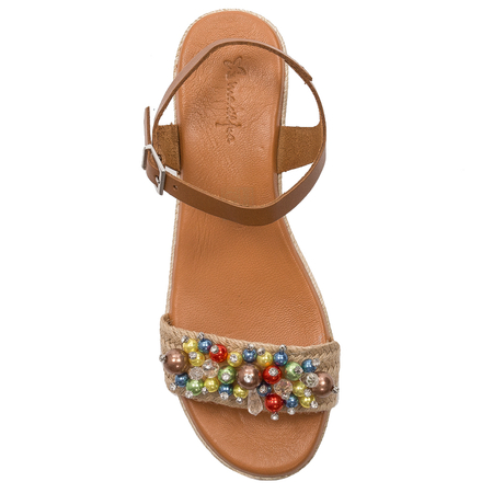 Maciejka Brown leather women's sandals espadrillers