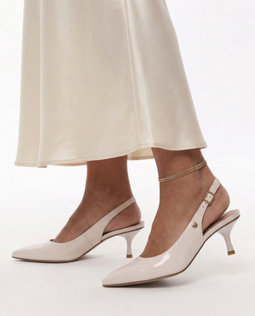 Maciejka Leather Slingback Pointed-Toe Court Shoes 6 cm Heel Beige K7448-04/00-1