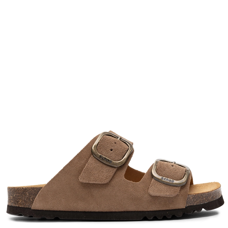 Scholl Anatomical Women’s Slides Double Buckle Brown F00734-1062