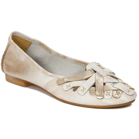 Maciejka 01358-22/00-0 Beige + Gold Ballerina