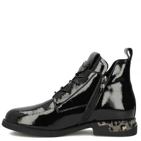 Filippo Leather Patent Lace-Up Ankle Boots with Side Zip Black DBT722925BK