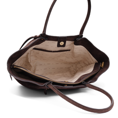 Guess Zamszowa Damska Torba Shopper Czekoladowy Brąz HWSG2237230-ESPRESSO
