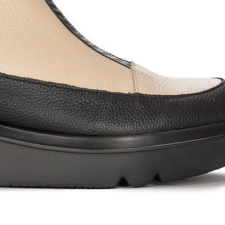 Wonders Botki Damskie Skórzane Na Platformie Wild Negro Cream