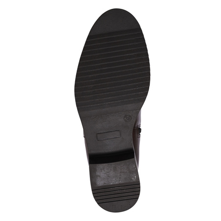 Maciejka Botki Damskie Skórzane Brąz Ciemny