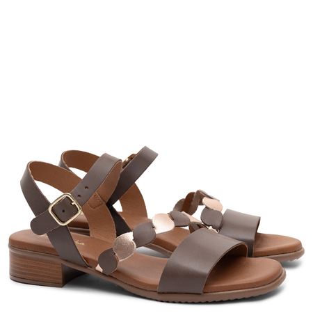 Maciejka Leather Sandals With Decorative Strap Brown E7394-32/00-1