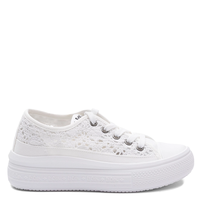 Lee Cooper Materiałowe Trampki Na Platformie Ażurowe Białe LCW-26-44-4485L