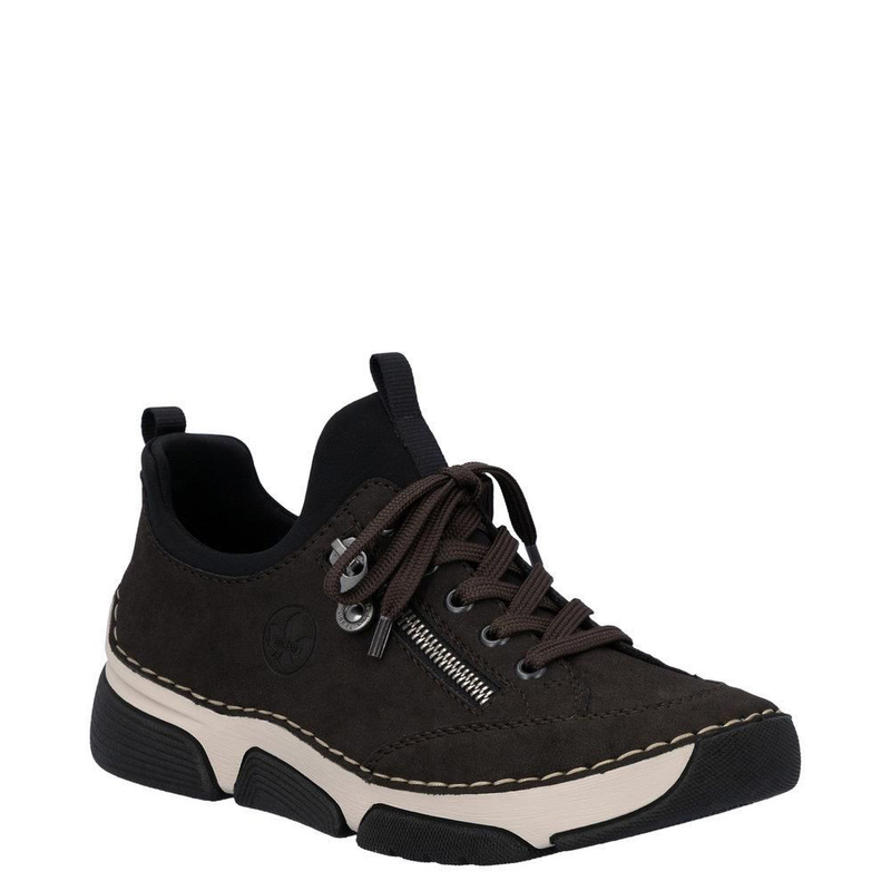 Rieker Comfortable Casual Women's Sneakers Low Shoes With Zipper Brown 45973-25-BRO