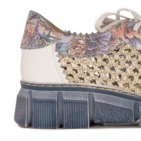 Maciejka Leather Perforated Women’s Platform Shoes Breathable Blue 05850-06-00-1