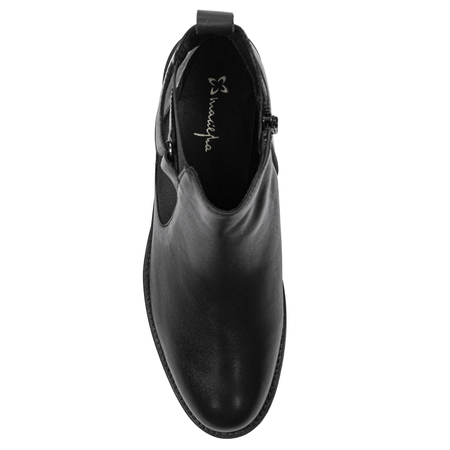 Maciejka Leather Minimalist Ankle Boots Low Heel Black P2132-01/00-9