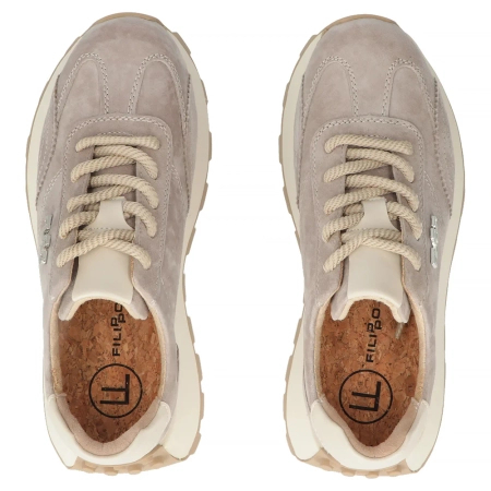 Filippo Skórzane Sneakersy Damskie Na Platformie Beżowe DP7498-26-BE