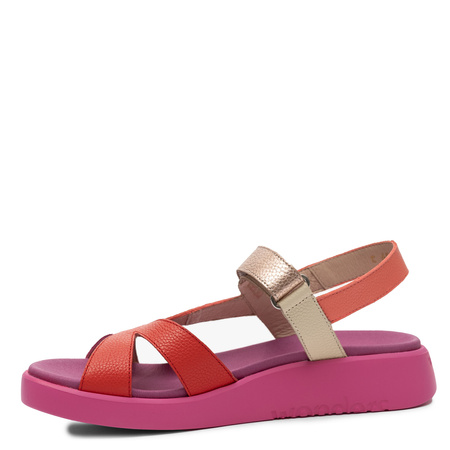 Wonders Leather Comfortable Platform Sandals Red-Pink C-6552-FUCSIA