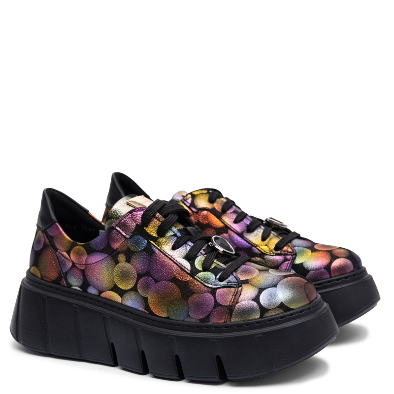 Maciejka Skórzane Sneakersy Na Platformie Wielokolorowe 6891W-08/00-8