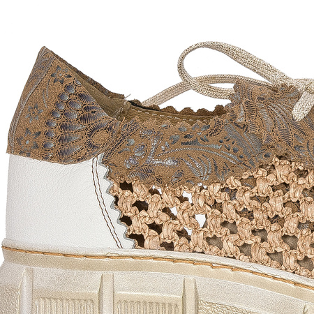 Maciejka Leather Woven Platform Lace-Ups Breathable Beige 05850-04/00-1