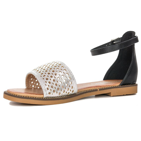 Filippo DS2102-21 SI BK Silver Black Sandals