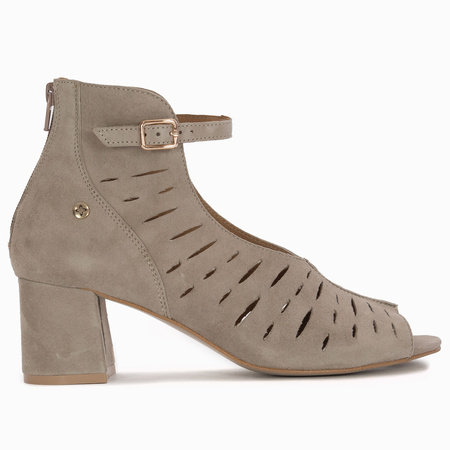 Maciejka Botki Damskie Skórzane Beżowe