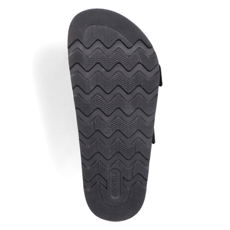 Rieker Leather Men's Slides Adjustable Buckles Anatomical Footbed Black 21190-00