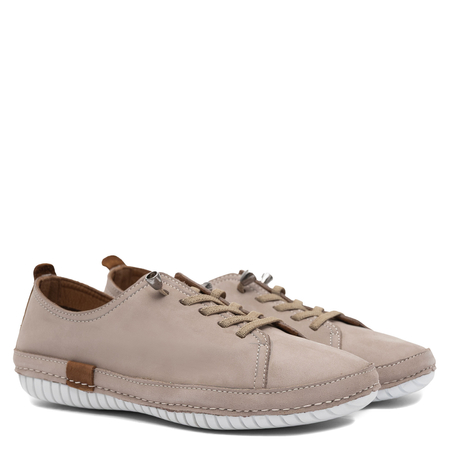 Sokolski Skórzane Półbuty na Elastycznych Sznurówkach Beżowe ER-2948-BEIGE-N