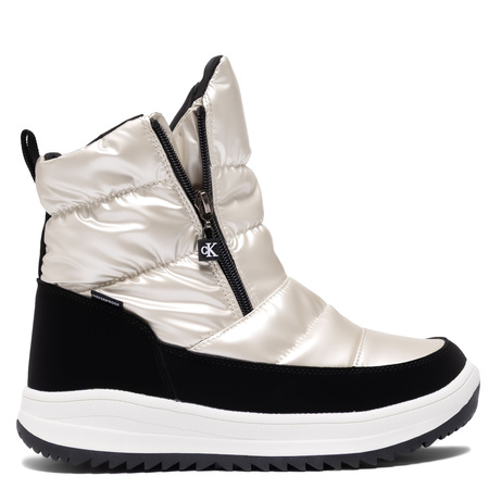 Calvin Klein Jeans Snow Boots Quilted Platform Boots Front-Zip Gold V3A5-83140-IVORY