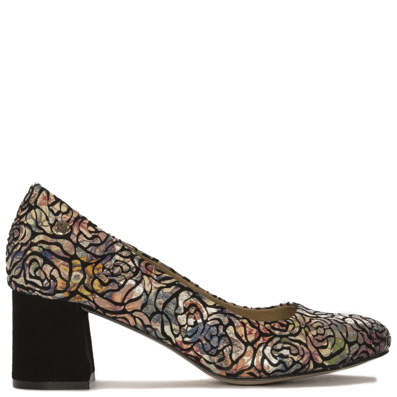 Maciejka 03356-46/00-1 Black + Flowers Pumps