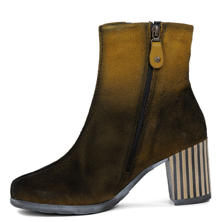 Maciejka Gradient Suede Ankle Boots Block Heel Black Yellow 06155-07/00-7