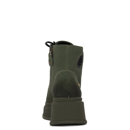 Maciejka Velour Combat Boots on Platform Olive Green 06309-24/00-8
