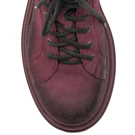 Maciejka Velour Combat Boots on Platform Burgundy 06309-23/00-8