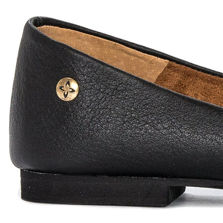 Maciejka Leather Ballerina Flats Almond Toe Black 04100-01/00-8