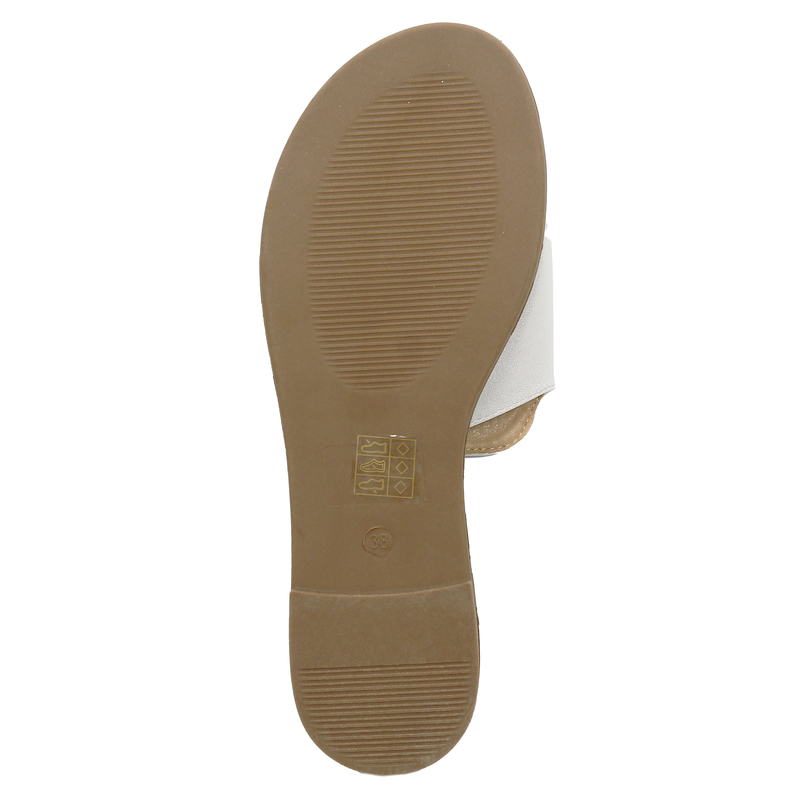 S.Barski Klapki damskie płaskie srebrne