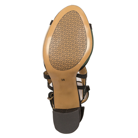 Maciejka women's leather green+ black Sandals