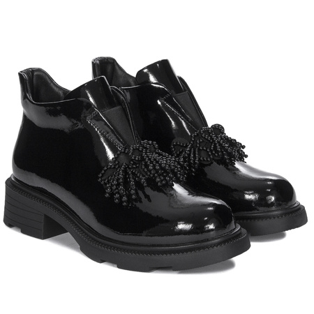 Filippo Leather Patent Block-Heel Ankle Boots Warm Lining Black DBT6370/25BK