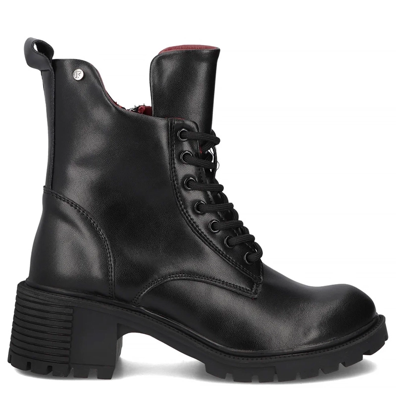 Filippo Leather Ankle Boots Warm Lined Block Heel Black DBT6501-25-BK