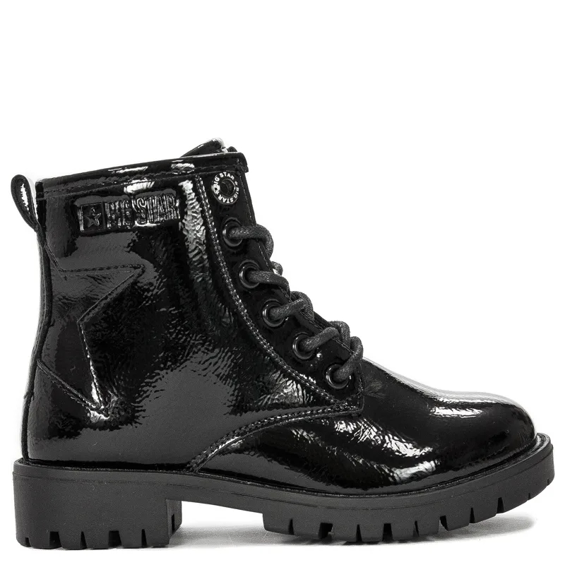 Botki Big Star II374045 Black dla dziewczynki lakierowane Czarne