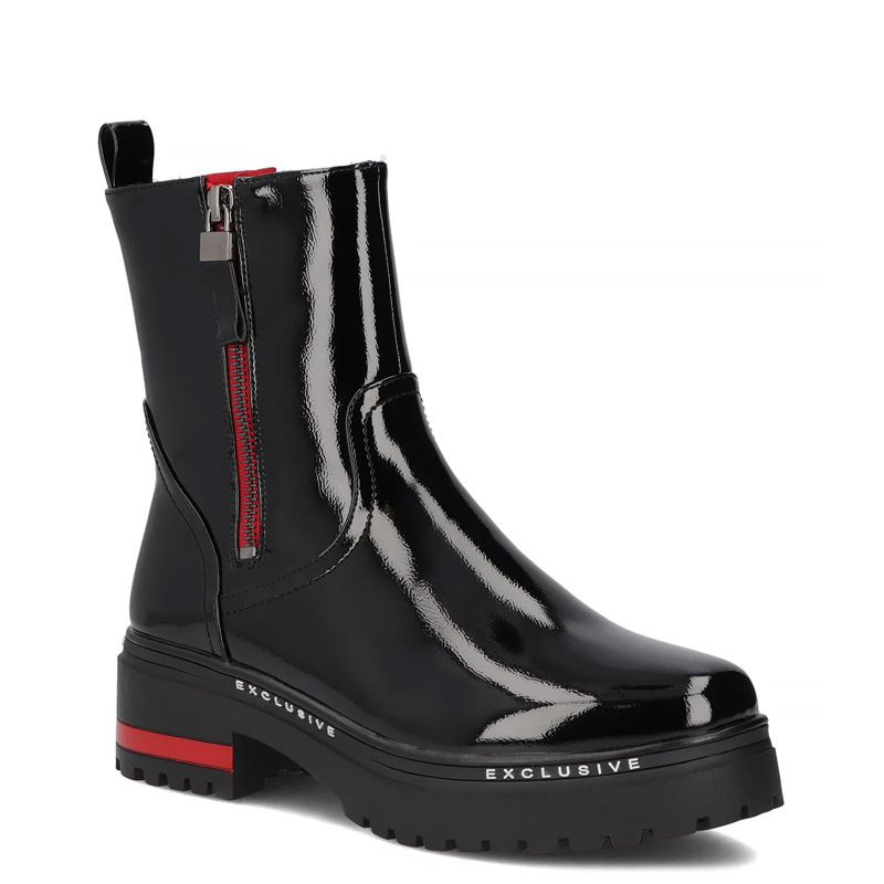 Filippo Lakierowane Ocieplane Botki Na Klocku 4 Cm Czarne DBT746825BK