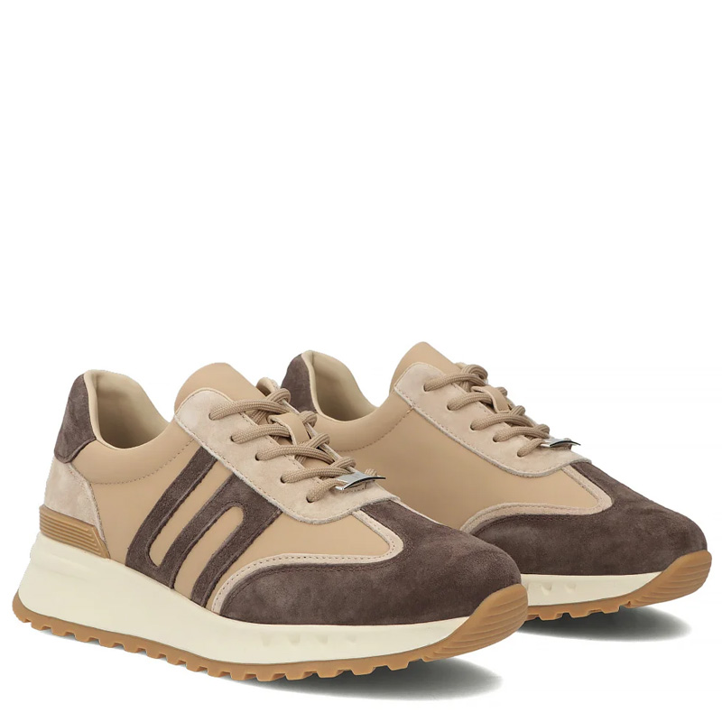 Filippo Leather Platform Sneakers Beige Brown DP7733-26-BE