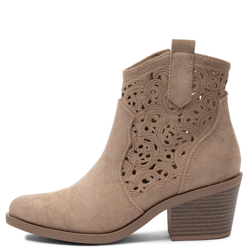 S.Barski Ażurowe Botki Na Słupku Beżowe HY61-8012-BEIGE
