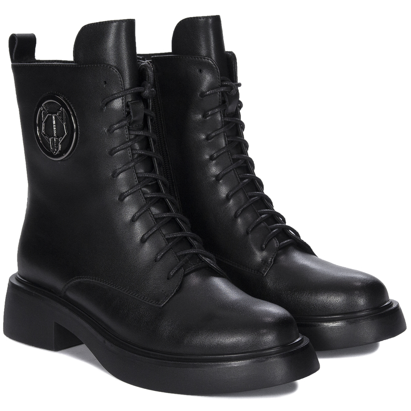 Filippo Black Women's Leather Warmed Boots