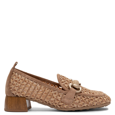 Hispanitas Woven Loafers Breathable Slip-On Low Block Heel Almond RHV264828-ALMOND