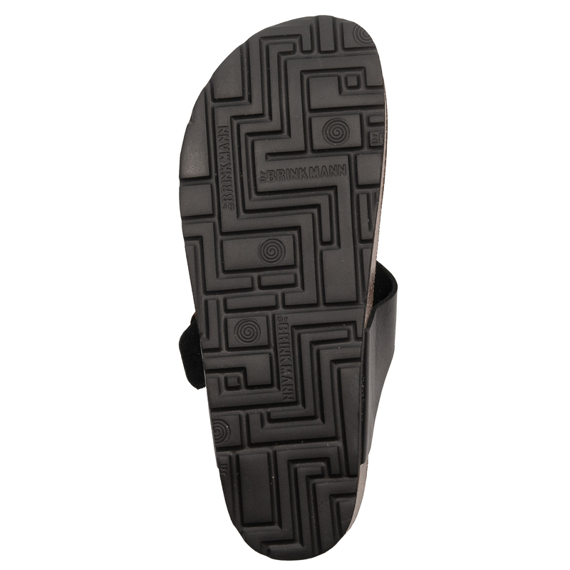 Dr. Brinkmann Leather Thong Adjustable Buckle Slides Comfort Black 700681-01