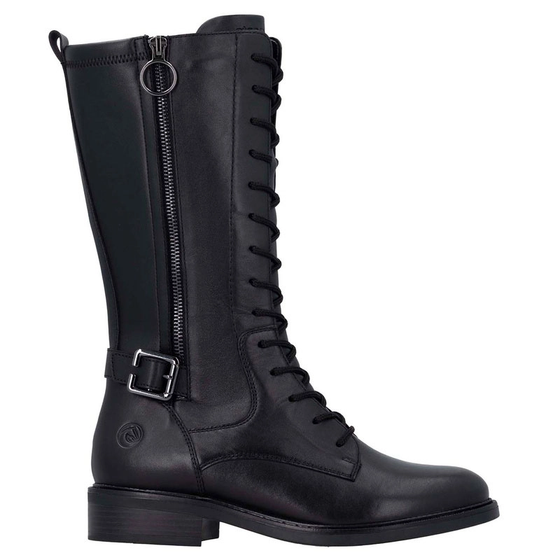 Rieker Lace-Up Tall Boots With Side Zip Black D2W71-00
