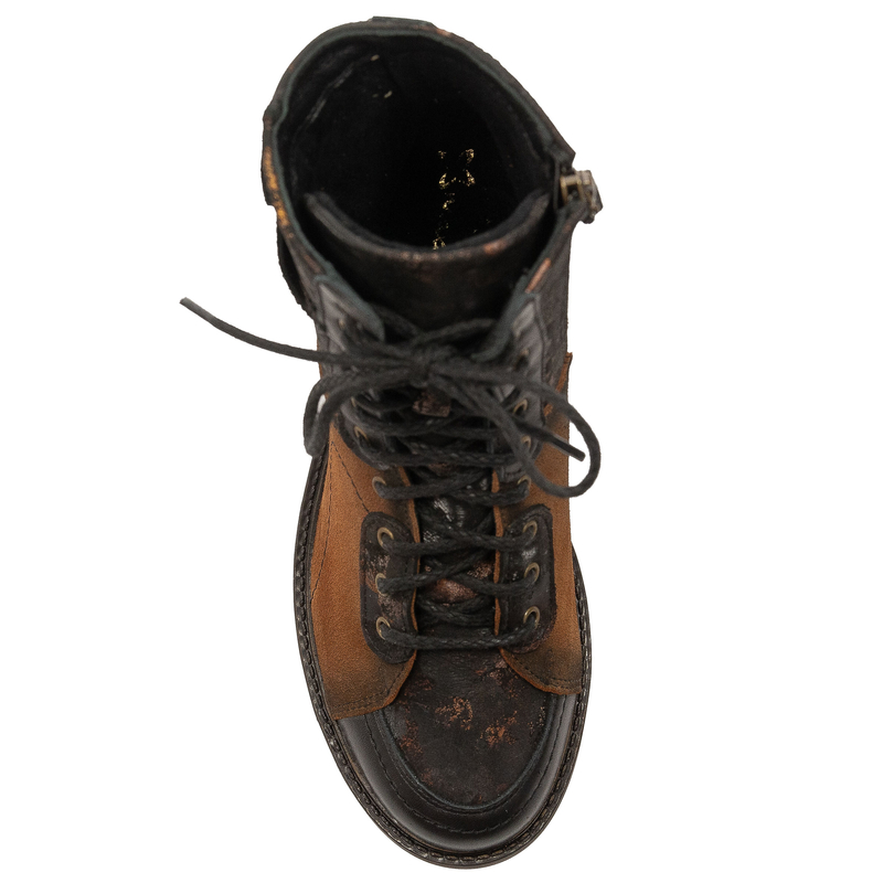 Maciejka Suede Lace-Up Ankle Boots Side-Zip Rust Black 07004-29/00-8