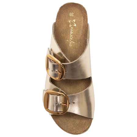 Maciejka Women's Leather Flip-Flops Gold