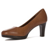 Tamaris Leather Classic Block-Heel Pumps Brown 1-22410-41-305