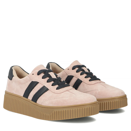 Filippo Skórzane Sneakersy Damskie Na Platformie Różowe DP6776-26-PI-NV