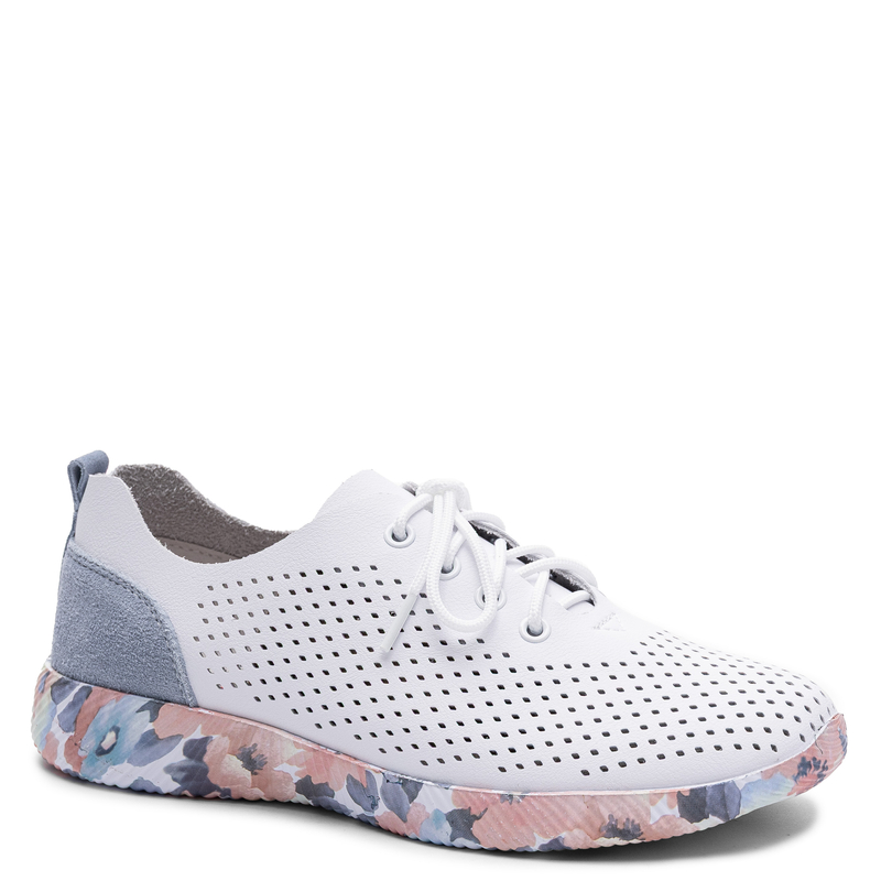 Artiker Skórzane Sneakersy Ażurowe Kolorowa Podeszwa Białe 58C0586